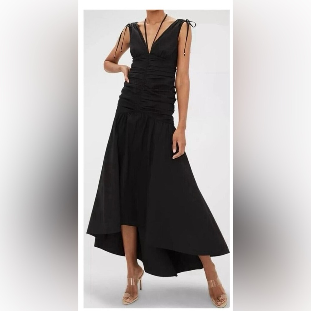 NWT $598 VERONICA BEARD [SIZE 8]‎ Perrin Ruched High-low Maxi Dress Black